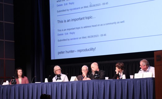 from left: Stephanie George (IMAG-NSF), James Moore, Peter Hunter, James Glazier, Jennifer Linderman, Gregor Kovacic